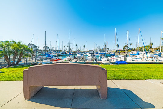 cement bench in Oceanside harbor