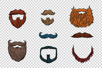 Fototapeta stylish beard and moustache set collection obraz