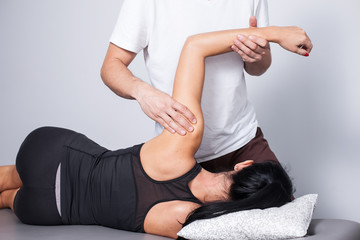 Professional body massage in studio.