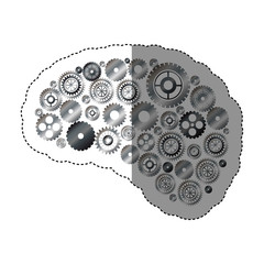 Gears and brain icon. Cog circle wheel machine part and technology theme. Isolated design. Vector illustration