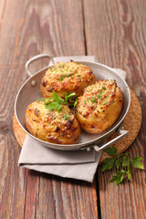 baked potato with cheese and bacon
