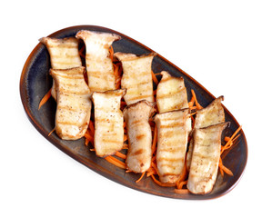 Grilled mushroom isolated on white background