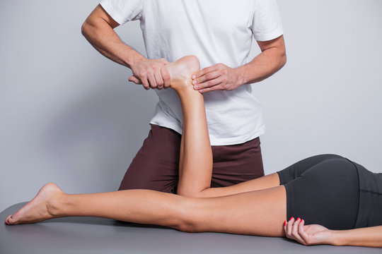 Physiotherapy spa leg massage.