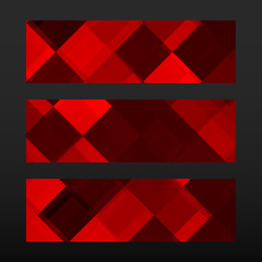 Fototapeta premium Abstract trendy banner with geometric shape. Colorful background from red squares
