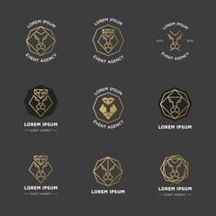 Naklejka premium Lion diamond emblems.