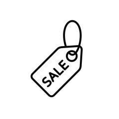 price tag sale label line black icon on white background