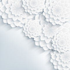 Floral stylish gray background with 3d flowers