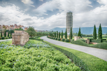 HDR,The Leaning Tower of Pisa , the Tower of Pisa ,Thailand.