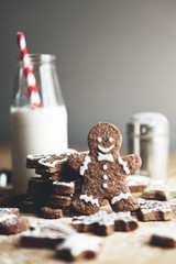 Christmas cookies and milk on a table