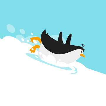 penguin sliding clipart