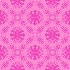 Pink Ornamental Seamless Line Pattern. Endless Texture. Oriental Geometric Ornament
