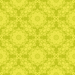 Yellow Ornamental Seamless Line Pattern. Endless Texture. Oriental Geometric Ornament