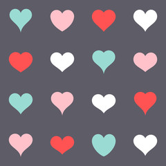 Various simple colorful vector heart icons