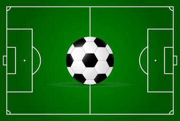 Realistic, soccer field and soccer ball.