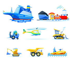 Vehicle and Transportation icon set vector illustration.
