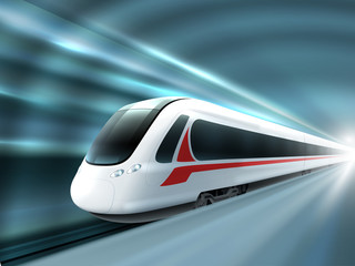 Fototapeta premium Speed Train Railway Station Realistic Poster 
