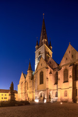 Fototapeta na wymiar Gothic Church in Sibiu's old city center