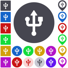 Usb icon, button, symbol set
