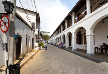 Fototapeta na wymiar Old street in Galle fort, Sri Lanka