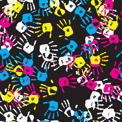 Obraz premium hand tracks abstract vector seamless pattern