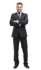 Handsome businessman standing  isolated on white background
