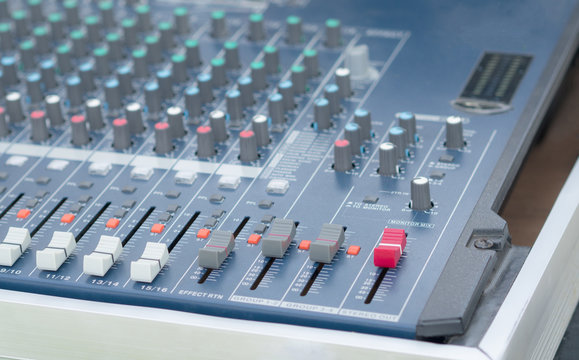 sound mixer control panel. Sound controller Recording Studio. music concept.