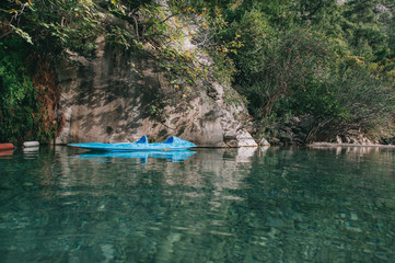 Lonely kayak in the canyon Goynuk