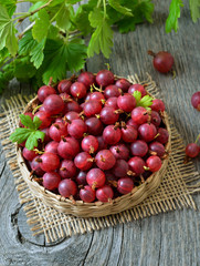 Red gooseberries in basket