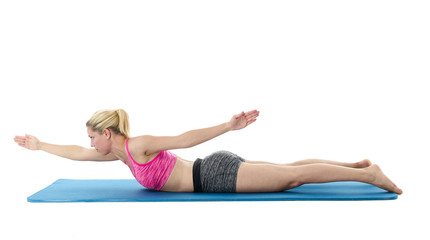 Fototapeta na wymiar Woman exercising with yoga