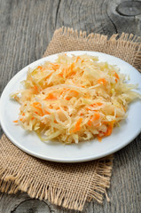 Sauerkraut on white plate