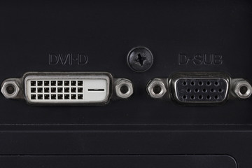 close-up of tv port connection for display