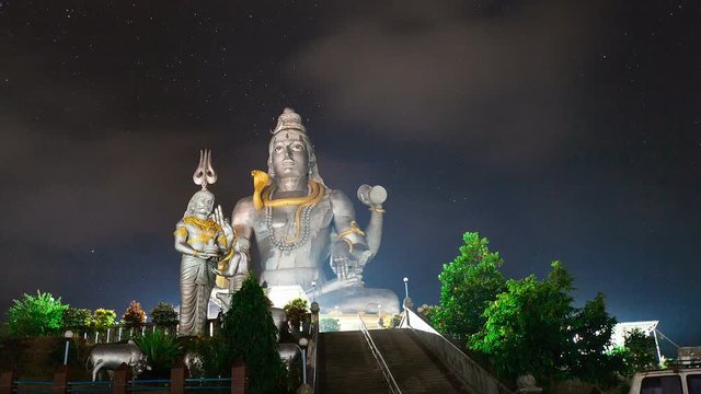 God Shiva in Murudeshwar timelapse at night