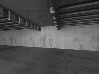 Dark concrete empty room urban interior background