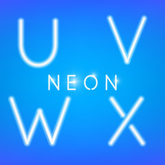 Neon Alphabet. Glowing letters typeset