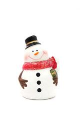 Happy snowman isolated on a white background