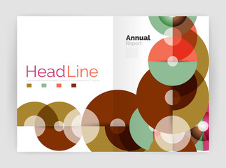 Transparent circle composition on business annual report flyer