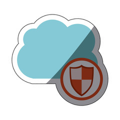 Shield and cloud icon. Security system warning protection and danger theme. Isolated design. Vector illustration