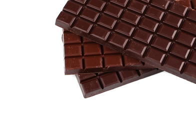 chocolate bars isolated on white background