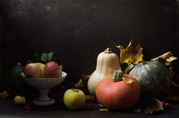 still life with pumpkins