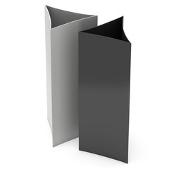 Blank paper triangle tent cards. 3d render illustration isolated. Table cards mock up on white background.
