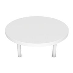 White Round Table. 3D render isolated on white. Platform or Stand Illustration. Template for Object Presentation.