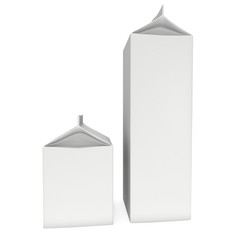 Milk or juice box. Retail package mockup. 3d render illustration isolated on white.