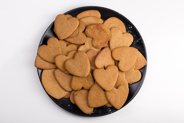 christmas gingerbread cookie in the form of hearts. Valentine's Day concept
