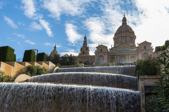 Placa de Ispania (The National Museum) in Barcelona, Spain in a