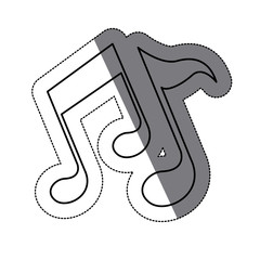 Music note icon. Sound melody pentagram and musical theme. Isolated design. Vector illustration