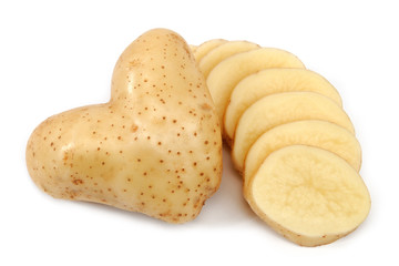 Heart shaped potato and slices