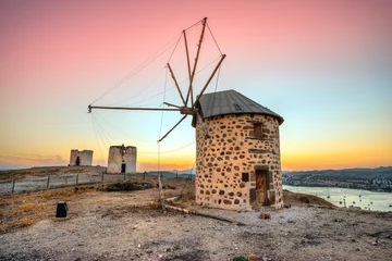 Papier Peint photo Lavable la Turquie Bodrum and old Windmills, Turkey