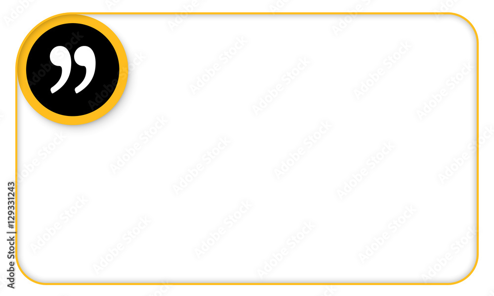 Poster yellow frame for your text and quotation mark