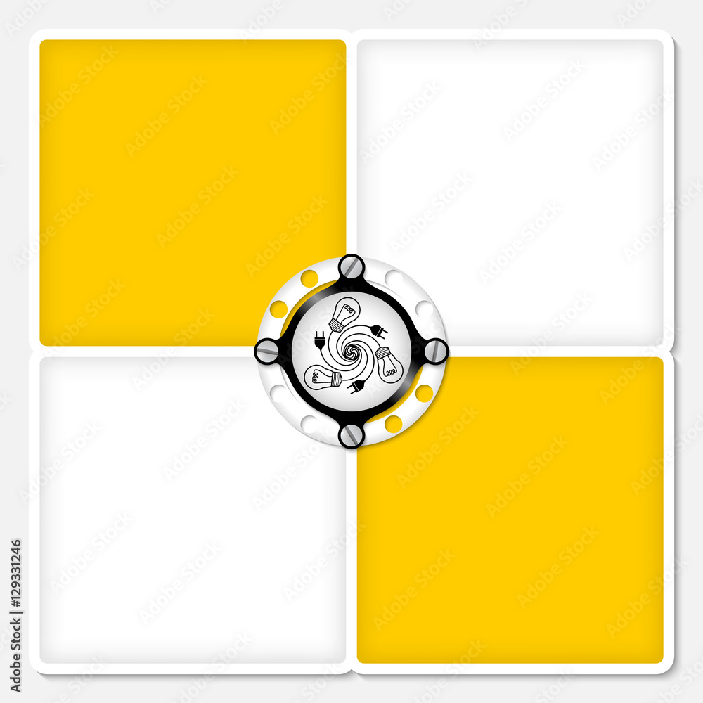 Poster four colored frames for your text with energy symbol