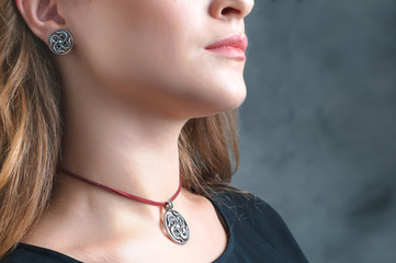 silver ethnic jewelry on young model